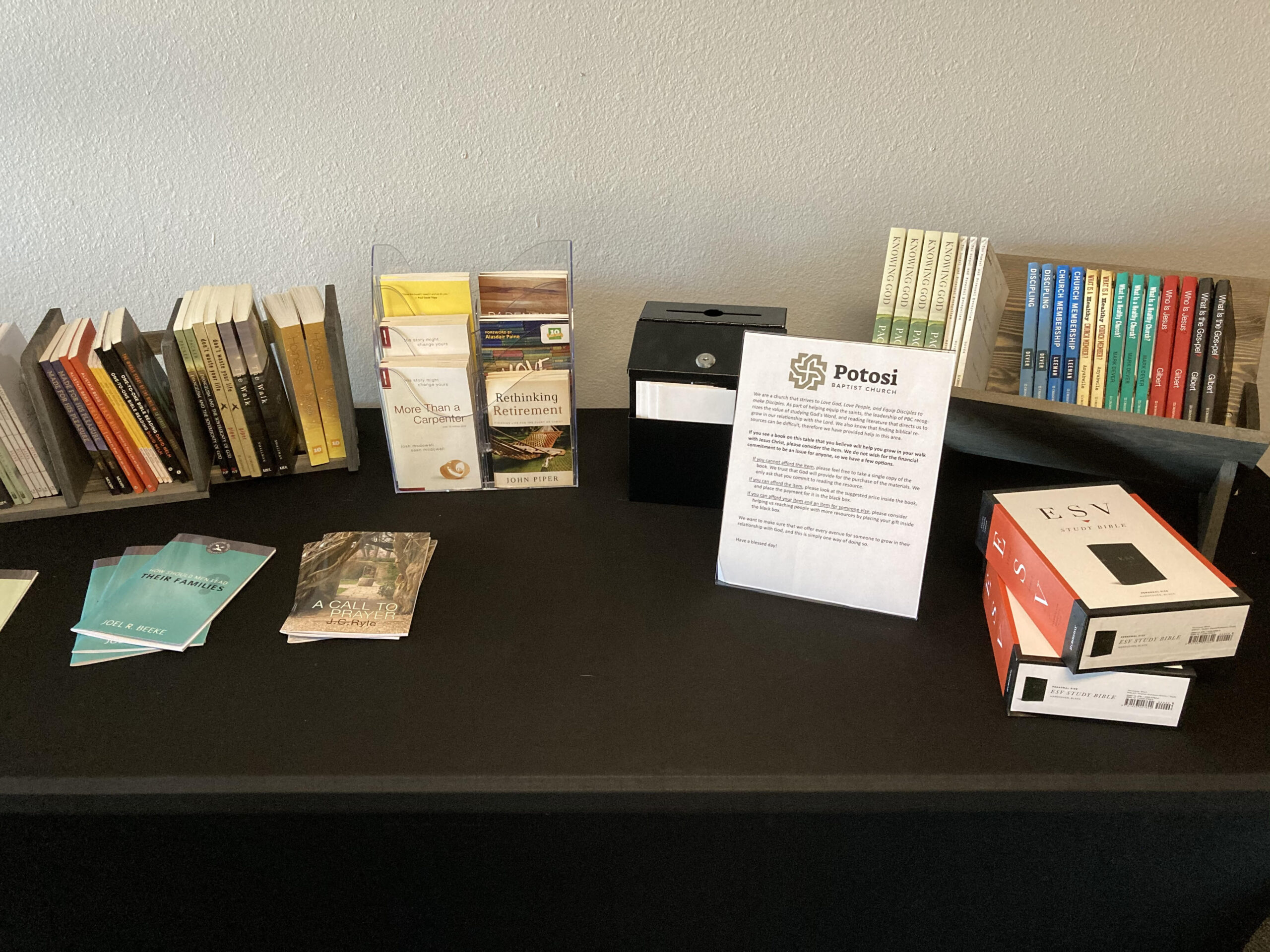 Informational books on table